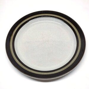 Vtg Karelia by Arabia of Finland Salad Plate Brown Bands Gray Background 7 3/4"